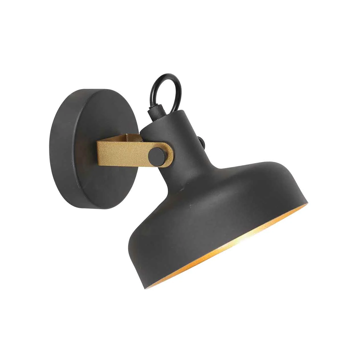 Aplique de pared negro de metal industrial Mexlite Prato
