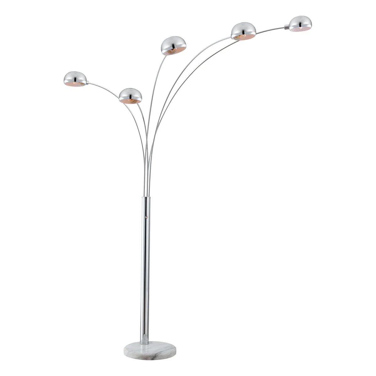 Lámpara de pie cromo de 5 luces pantallas de cúpula Globo Seymour