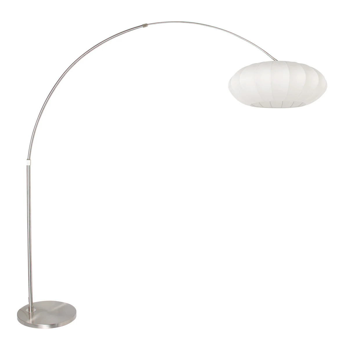 Lámpara de pie curva con estructura metálica y tulipa blanca Steinhauer Sparkled light acero y blanco