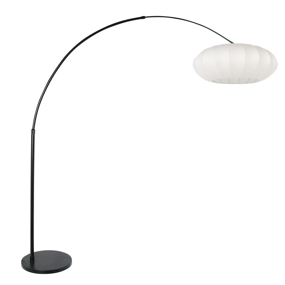 Lámpara de pie curva en negro con tulipa blanca Steinhauer Sparkled light blanco y negro