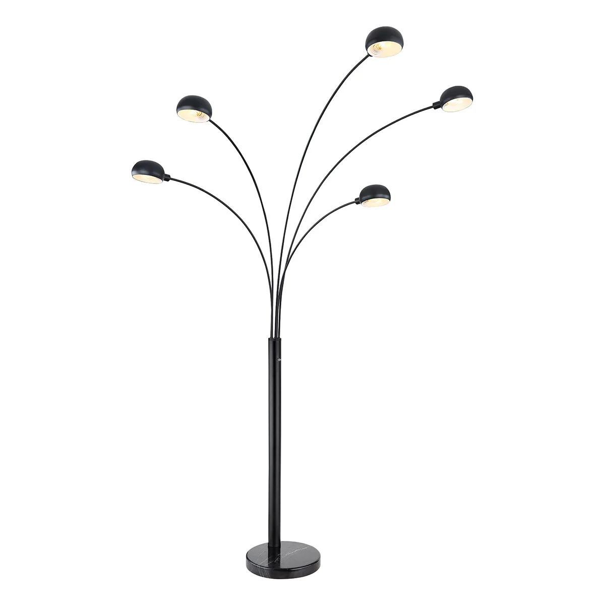 Lámpara de pie de 5 luces negro pantallas de cúpula Globo Seymour
