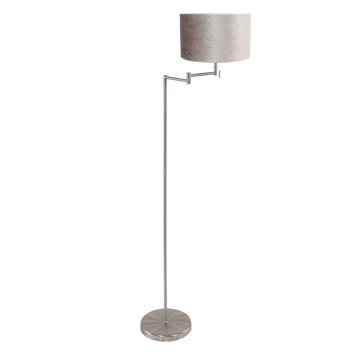 Lámpara de pie de acero con pantalla gris Mexlite Bella