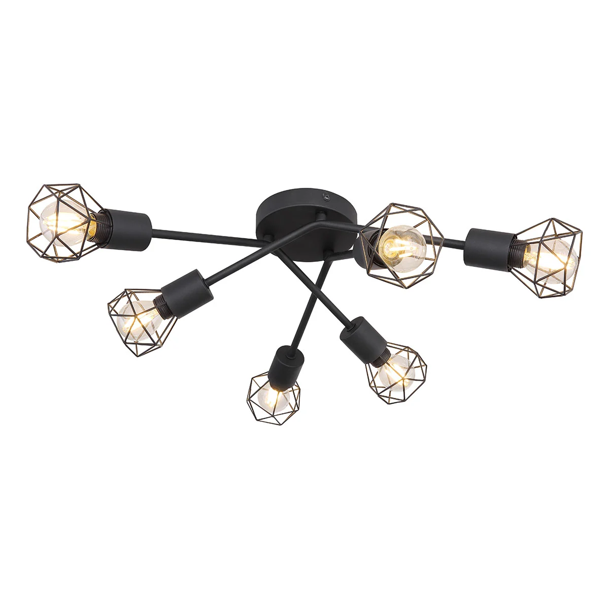 Lámpara de techo con 6 pantallas diamante negro metal Globo Xara I