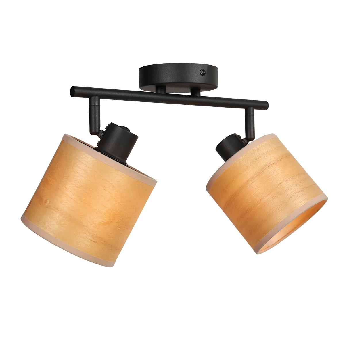 Foco de dos luces negro con pantallas de bambú Mexlite Bambus