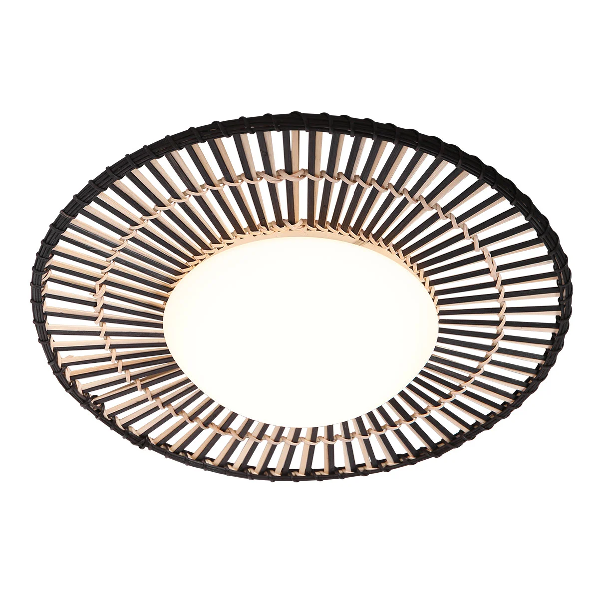 Lámpara de techo redonda bohemia de trenzado de bambú Anne Light & Home Aura
