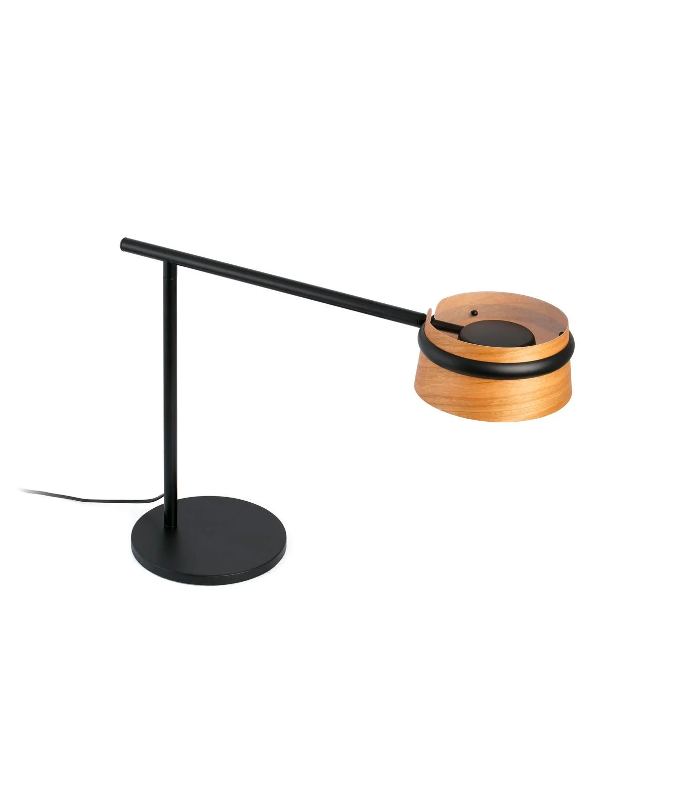 Lámpara mesa negra y madera LOOP LED