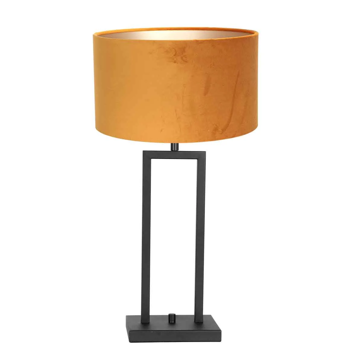 Lámpara negra de mesa con pantalla ocre Steinhauer Stang