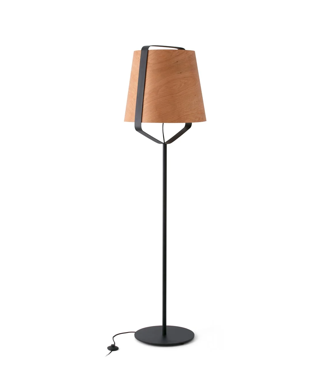 Lámpara pie de salón madera y negro STOOD