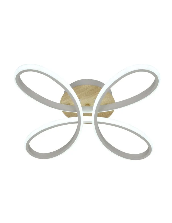 Lámpara Plafón 104w Blanco Madera
