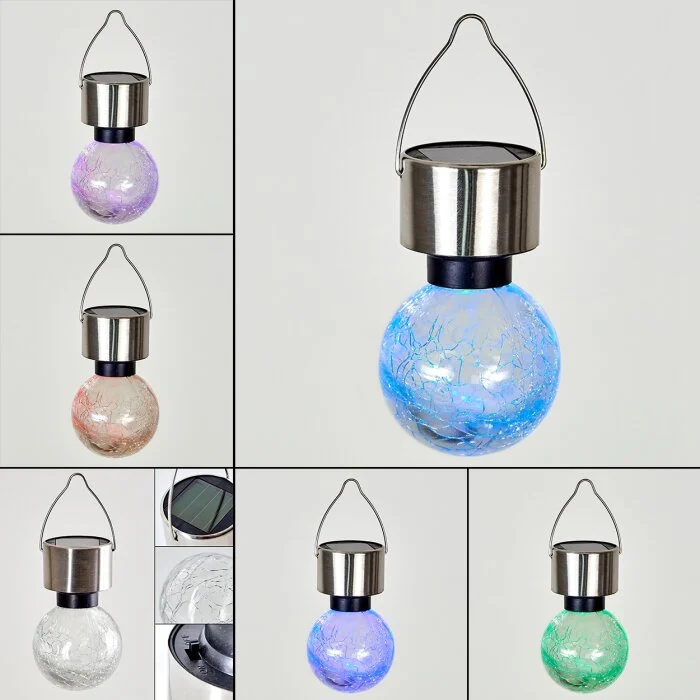 Lámpara solar Falco LED Color acero inoxidable, 1 luz, Cambia de color