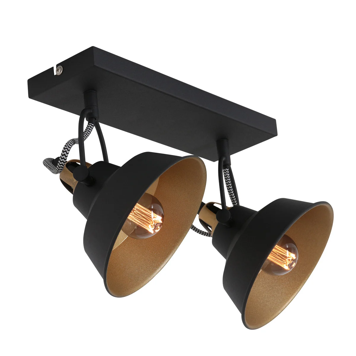 Aplique de pared industrial negra de dos luces ajustable Mexlite Nove