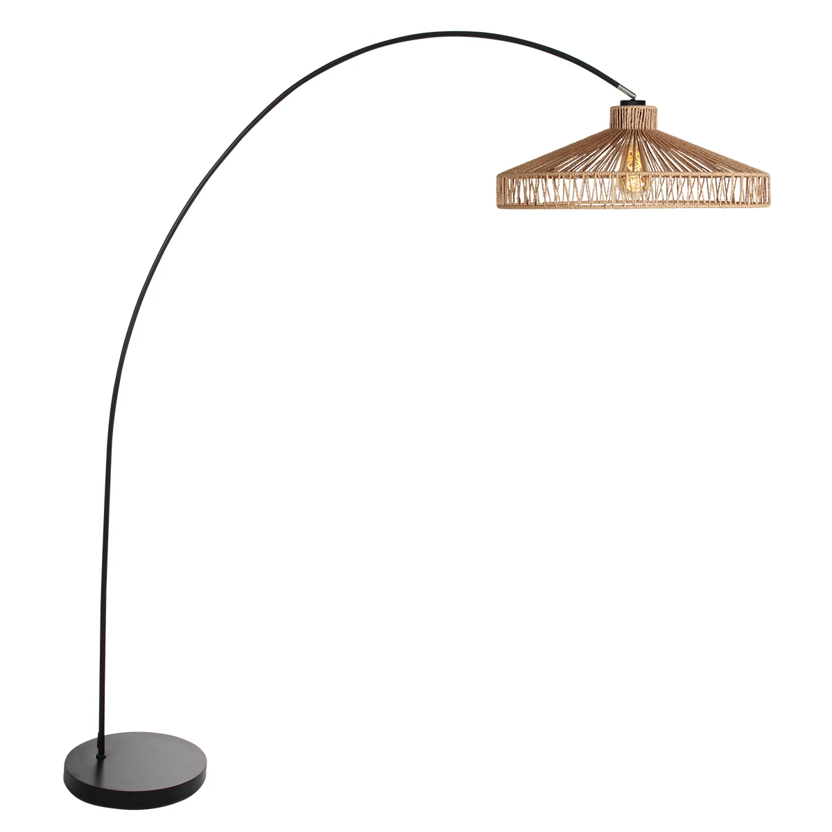 Lámpara de pie arqueada negra | Pantalla de cuerda ancha | Mexlite | Solva