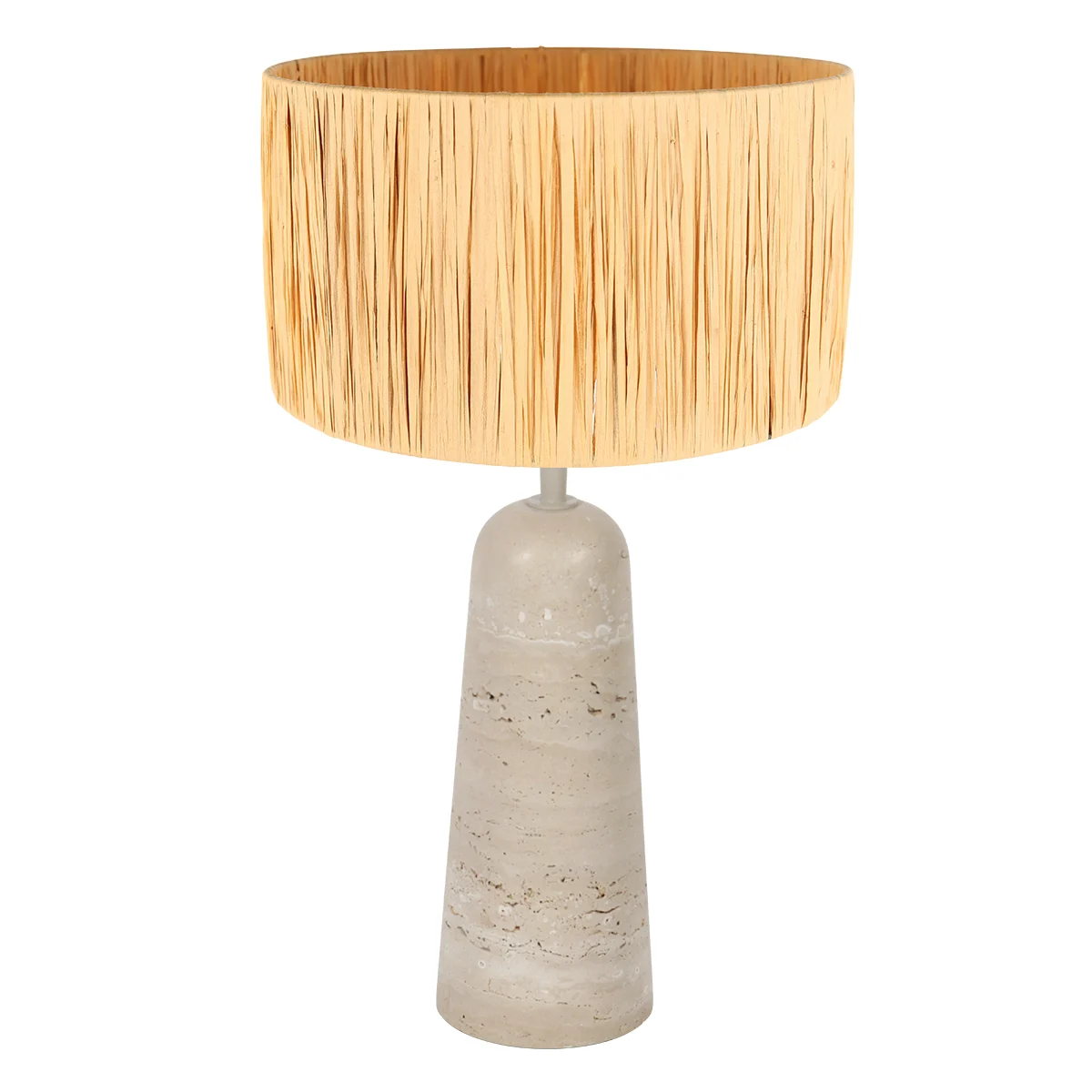 Lámpara de mesa pantalla de algas y pie de travertino Anne Light Travino
