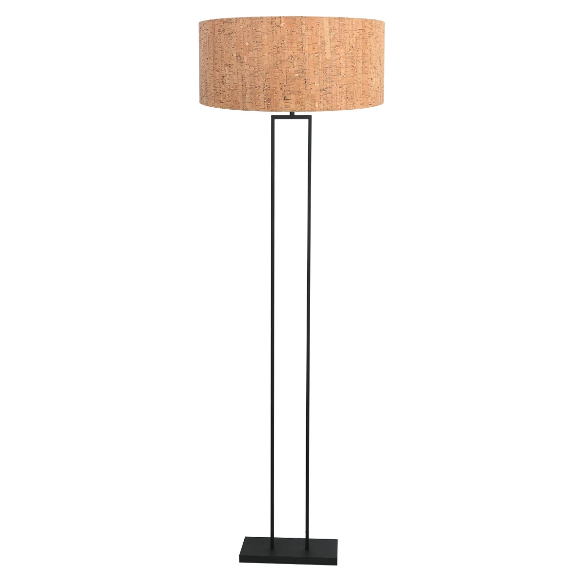 Lámpara de pie con pantalla de corcho y estructura metálica delgada Steinhauer Stang
