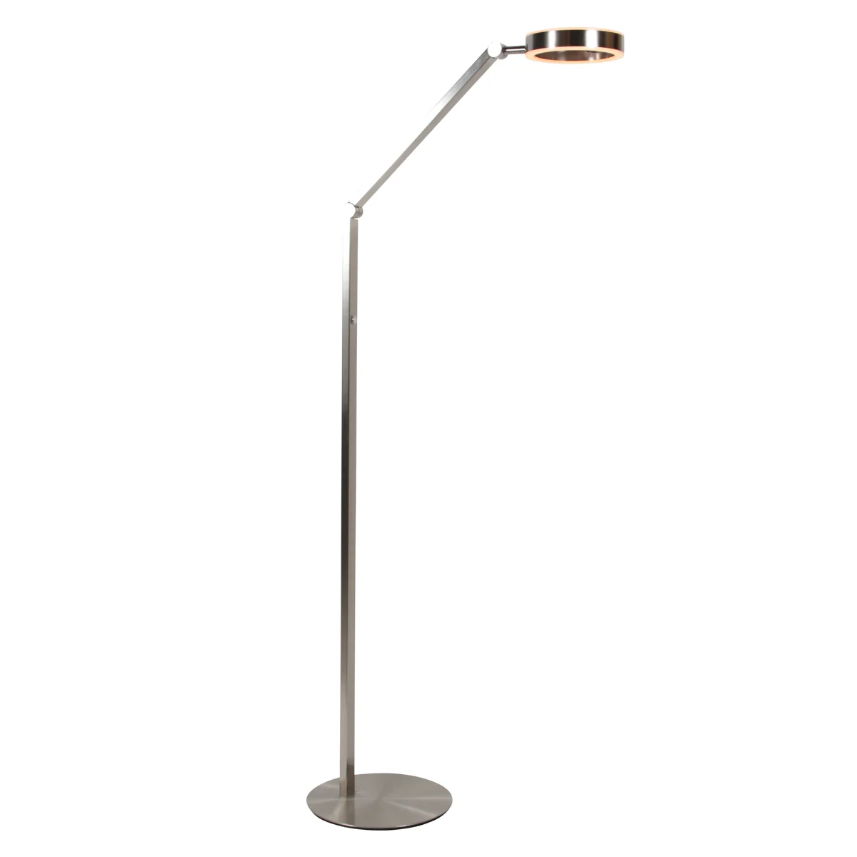 Lámpara de pie de acero con iluminación LED regulable Steinhauer Ringlux