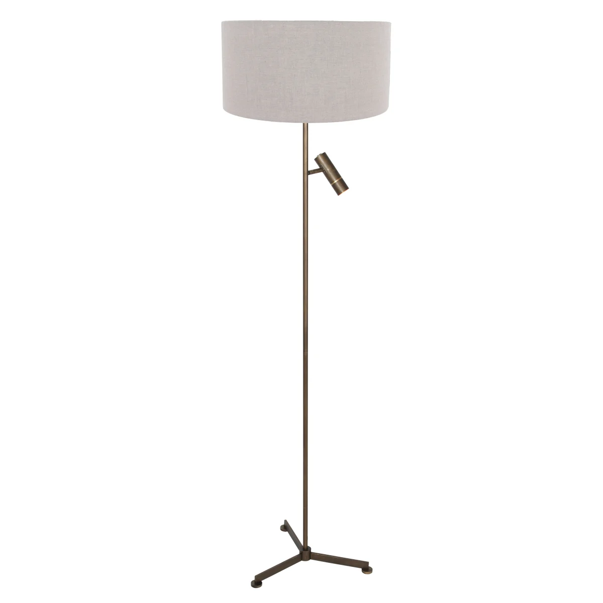 Lámpara de pie de bronce con luz de lectura y pantalla gris Steinhauer Stang