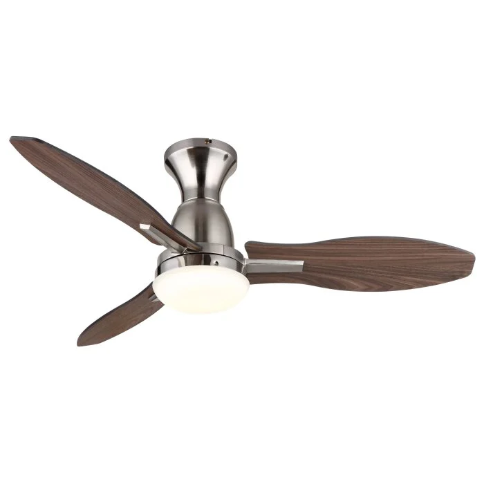 Lámparas Globo Lighting Gale lámpara ventilador de techo LED Color madera, Crudo, Níquel-mate, 1 luz, Mando a distancia