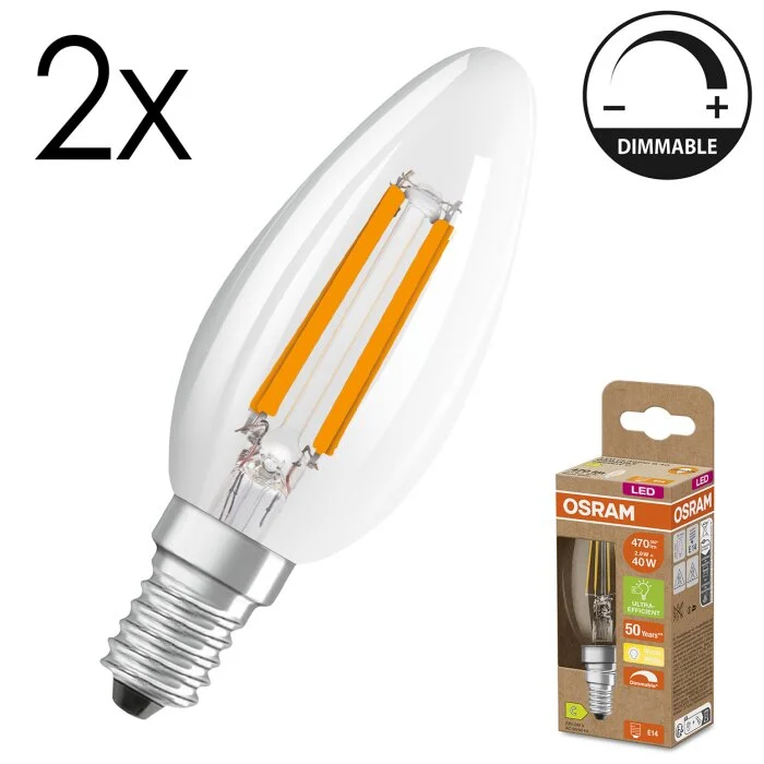 Lámparas Osram E14 LED 2.9 Watt blanco cálido regulable 470 Lumen