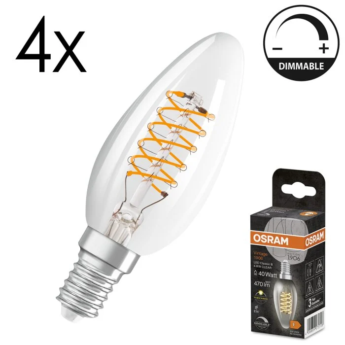 Lámparas Osram E14 LED 4.8 Watt blanco cálido regulable 470 Lumen