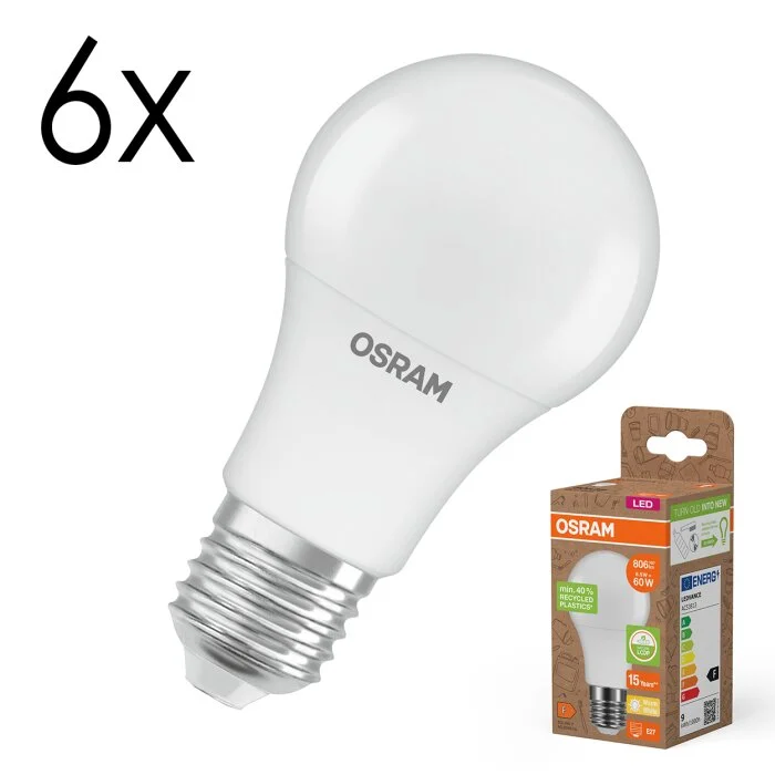 Lámparas Osram E27 8.5 Watt blanco cálido 806 Lumen