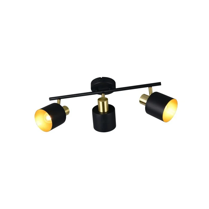 Lámparas Trio Eva Spot techo Negro-dorado, 3 luces