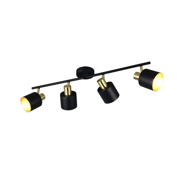 Lámparas Trio Eva Spot techo Negro-dorado, 4 luces