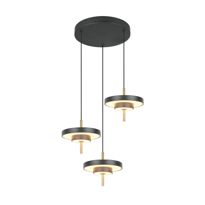 Lámparas Trio KEATON Lámparas colgantes LED Negro-dorado, 3 luces