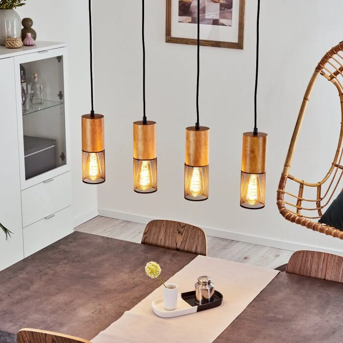 Lenalau Lámpara Colgante Negro, 4 luces