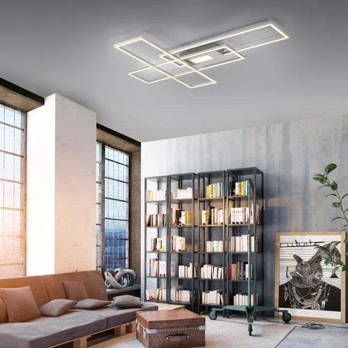 Leuchten-Direkt ASMIN Lámpara de Techo LED Acero bruñido, 1 luz, Mando a distancia