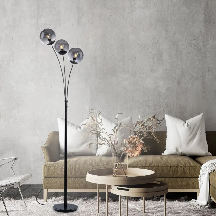 Leuchten-Direkt BIG WIDOW Lámpara de Pie Negro, 3 luces