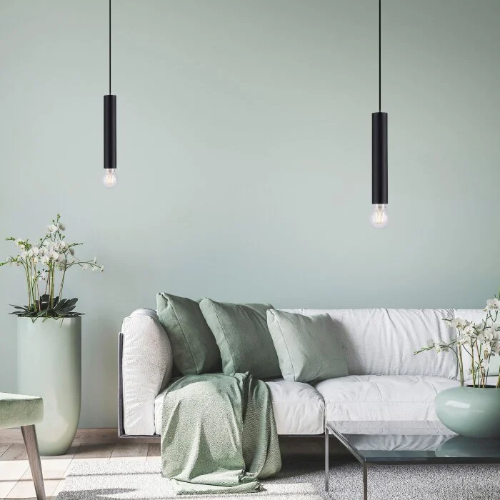 Leuchten-Direkt BRUNA Lámpara Colgante Negro, 1 luz