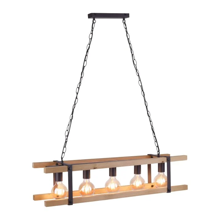 Leuchten Direkt EDITH Lámpara Colgante Madera clara, 5 luces