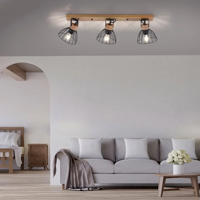 Leuchten-Direkt LAMI Lámpara de Techo Crudo, 3 luces