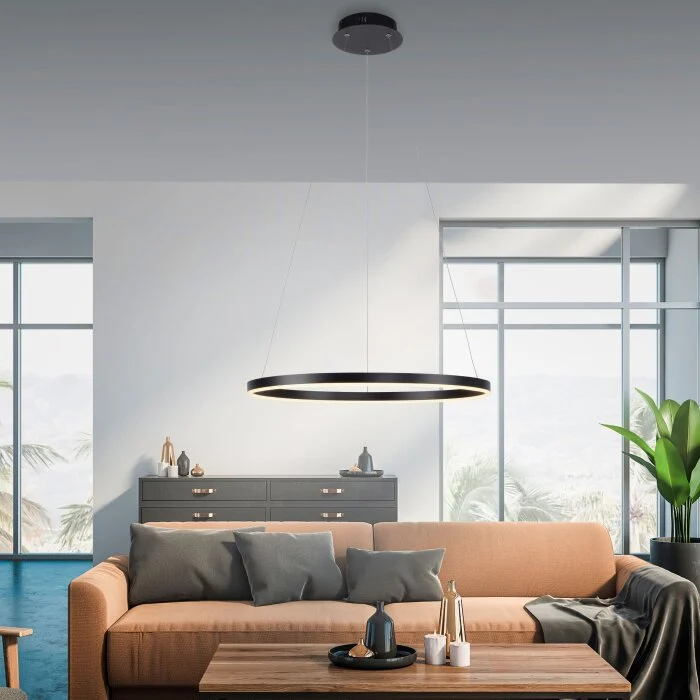 Leuchten-Direkt RITUS Lámpara Colgante LED Negro, 1 luz