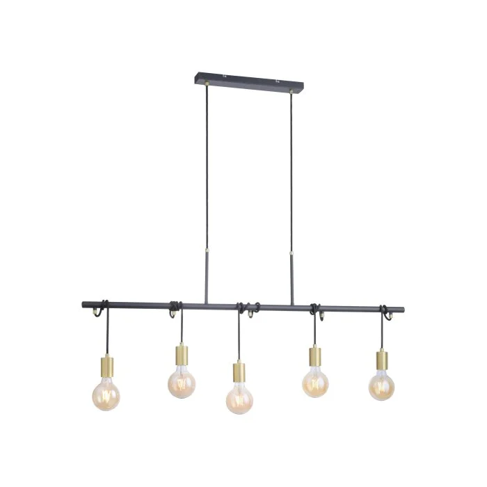 Leuchten-Direkt TAMARA Lámpara Colgante Negro, 5 luces