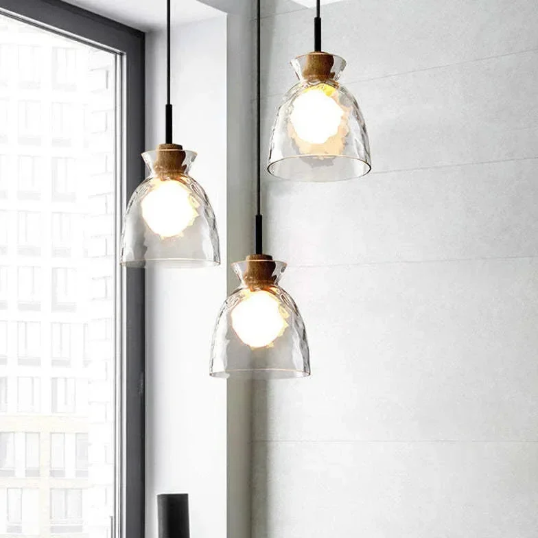 Lamparas colgantes led para comedor diseño moderno en vidrio ondulado