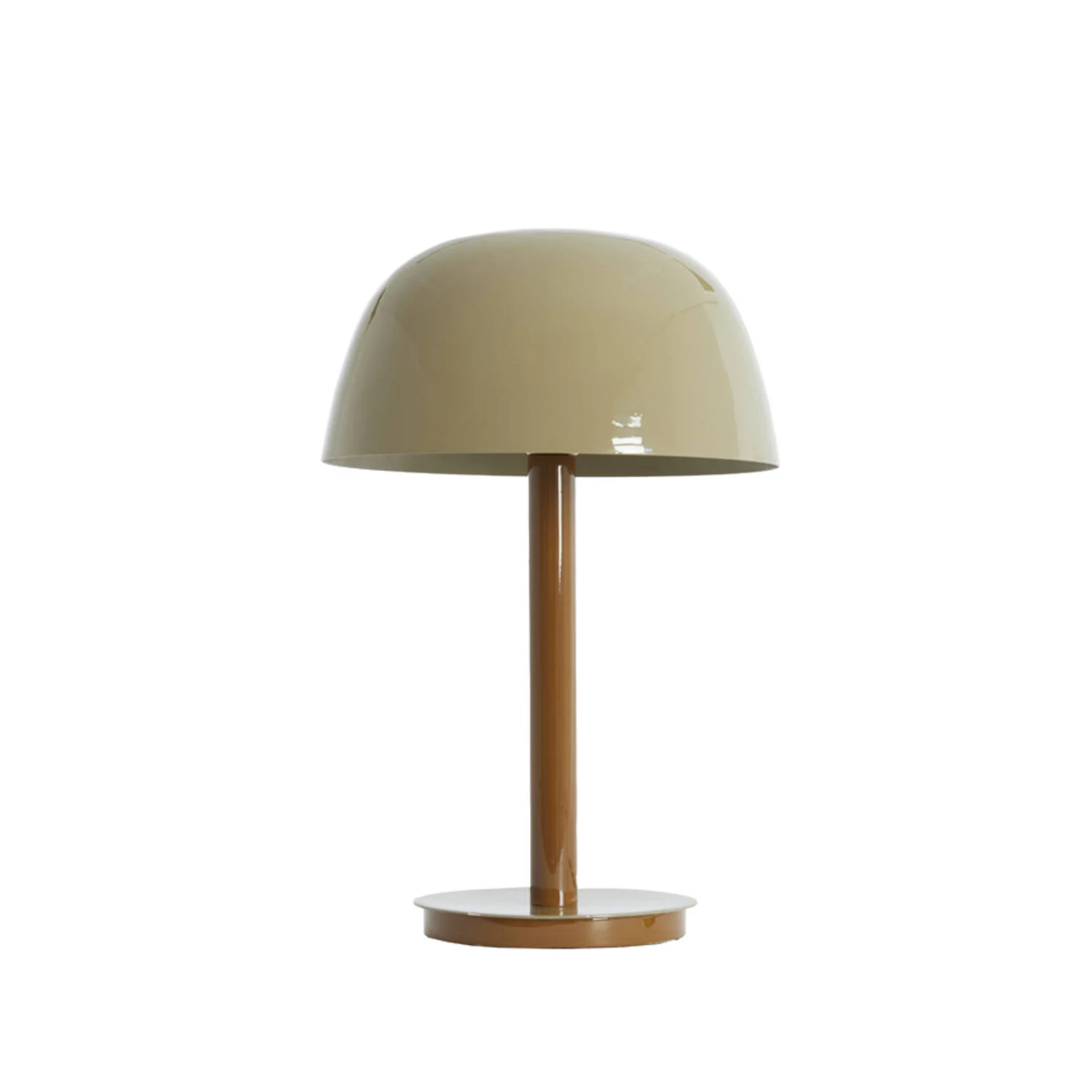 Lámpara de mesa retro arena y marrón con pantalla redonda Light & Living Marivet