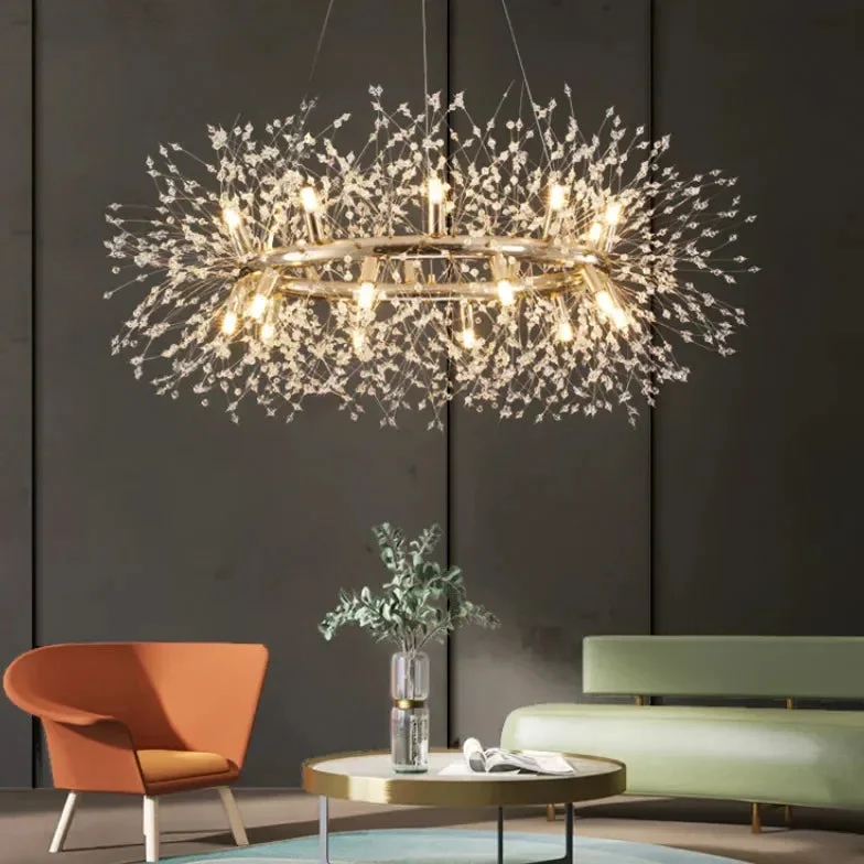 Lampara colgante de cristal diseño lujoso estilo diente de león