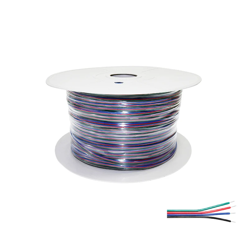 Cable Eléctrico Plano 4×0.25mm² para Tiras LED RGB – 500 metros