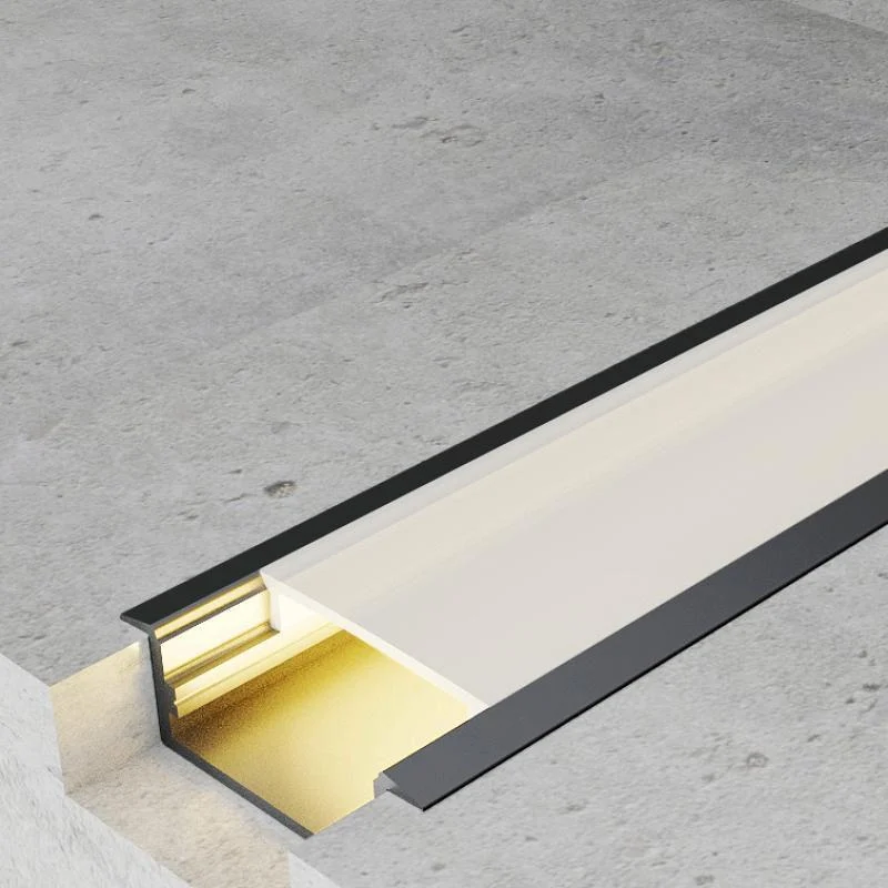 Perfil Aluminio para Empotrar con Alas Long Lacado Negro 12/24V/220V 2 metros