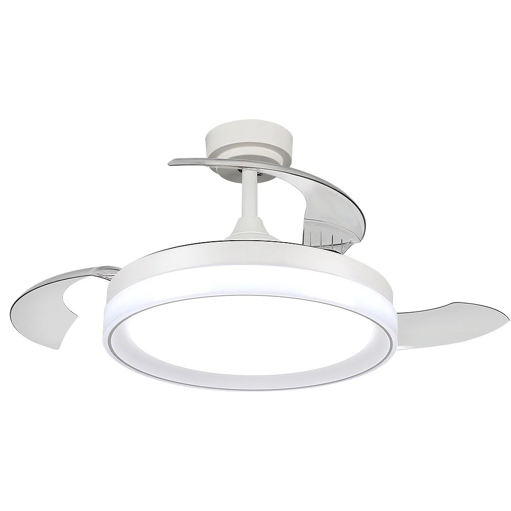 Ventilador de Techo LED 36W Blanco DC Ultra Silencioso Verano / Invierno con Mando a Distancia y Palas Retráctiles