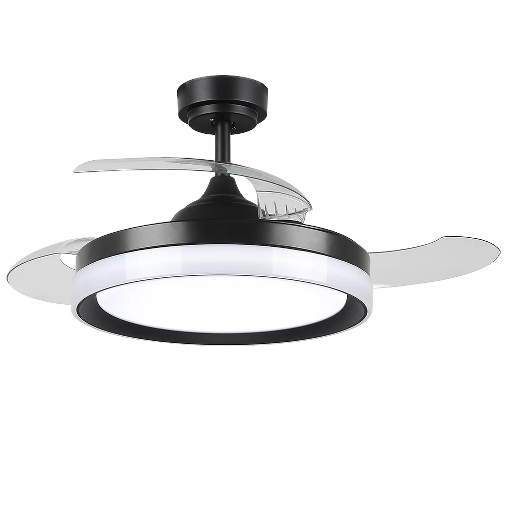 Ventilador de Techo LED 36W Negro DC Ultra Silencioso Verano / Invierno con Mando a Distancia y Palas Retráctiles