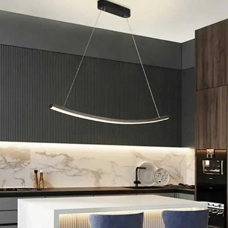 Lampara led colgante lineal diseño moderno y curvado para comedor