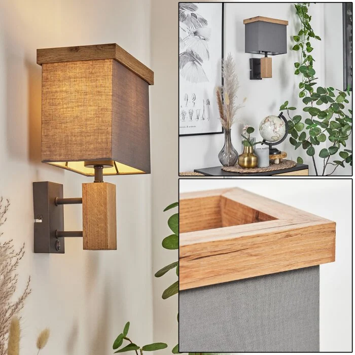 Lure Aplique Marrón, Color madera, Negro, 1 luz