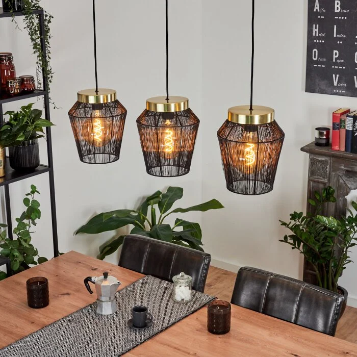 Madancos Lámpara Colgante Latón, Negro, 3 luces