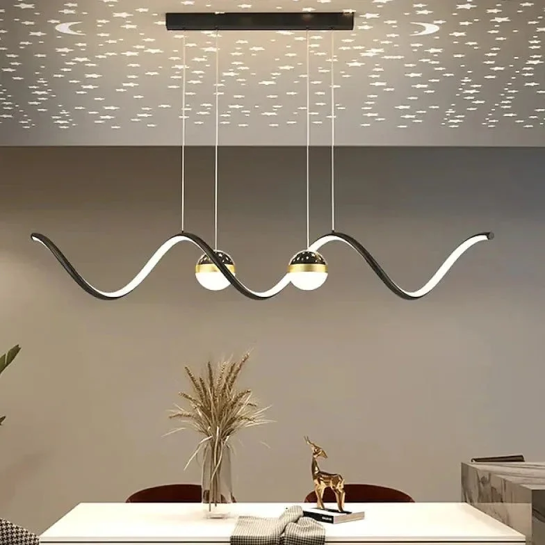 Luces colgantes cocina de diseño sencillo forma ondulada