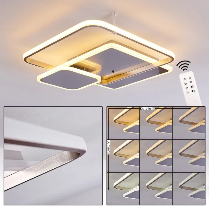 Manzanales Lámpara de Techo LED Cromo, 1 luz, Mando a distancia