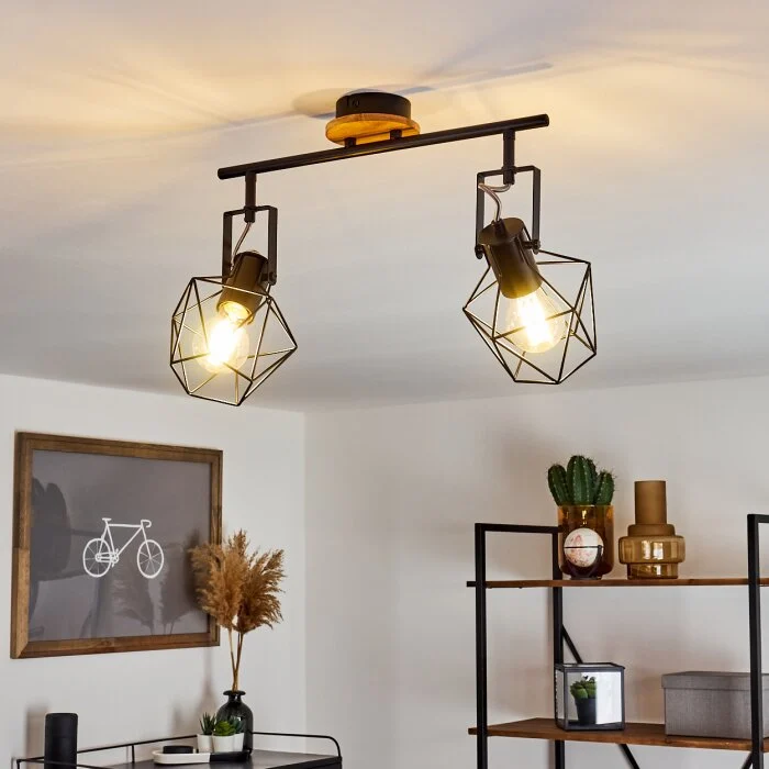 Maracambo Lámpara de Techo Madera oscura, Negro, 2 luces