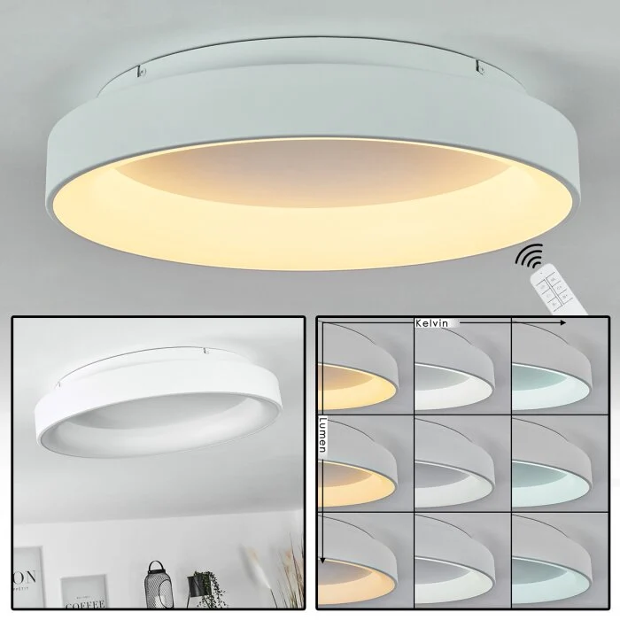 Maraya Lámpara de Techo LED Blanca, 1 luz, Mando a distancia
