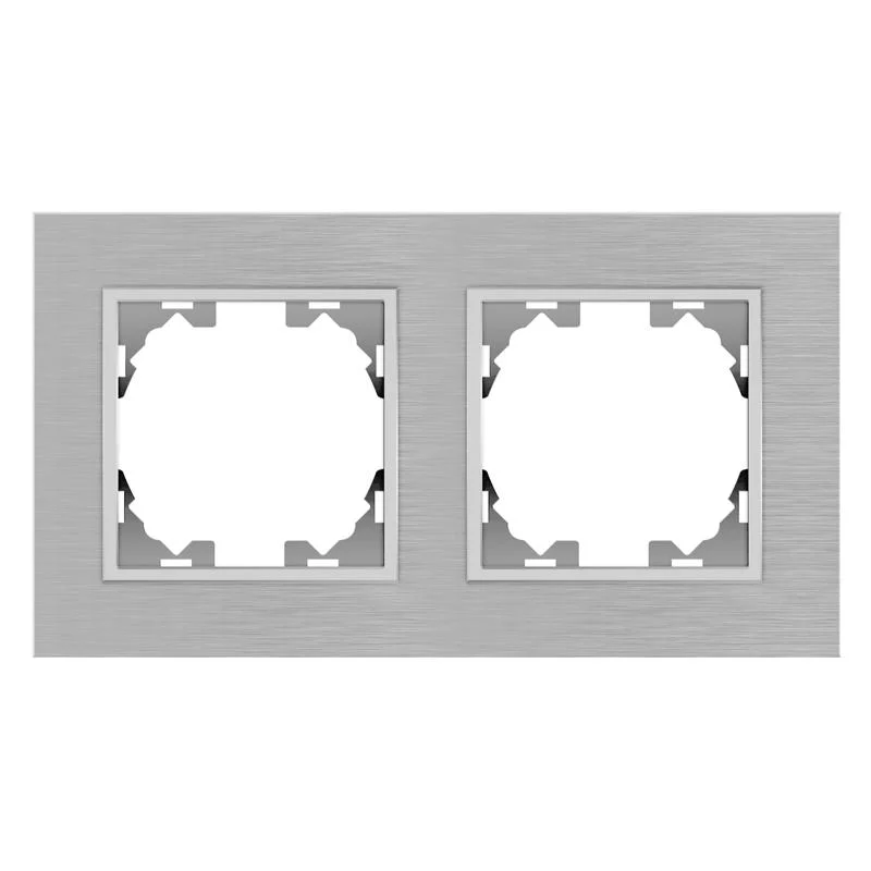Marco de Aluminio Empotrable Gris para 2 Módulos Serie wLux
